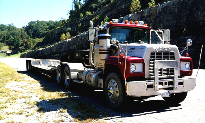 Red mack truck