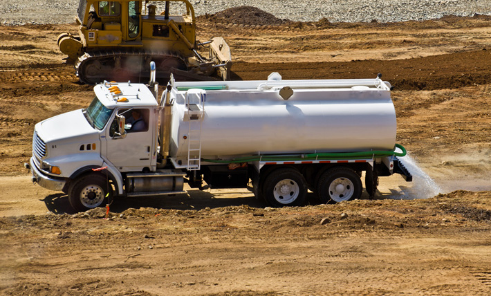 Water truck at work